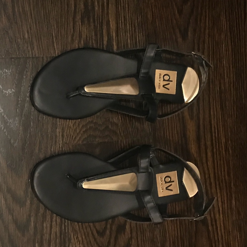 Dolce Vita black and brushed gold sandals- size 6
